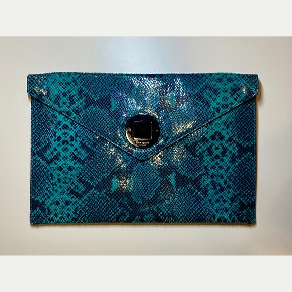 kate spade Handbags - Kate Spade teal and black envelope clutch handbag